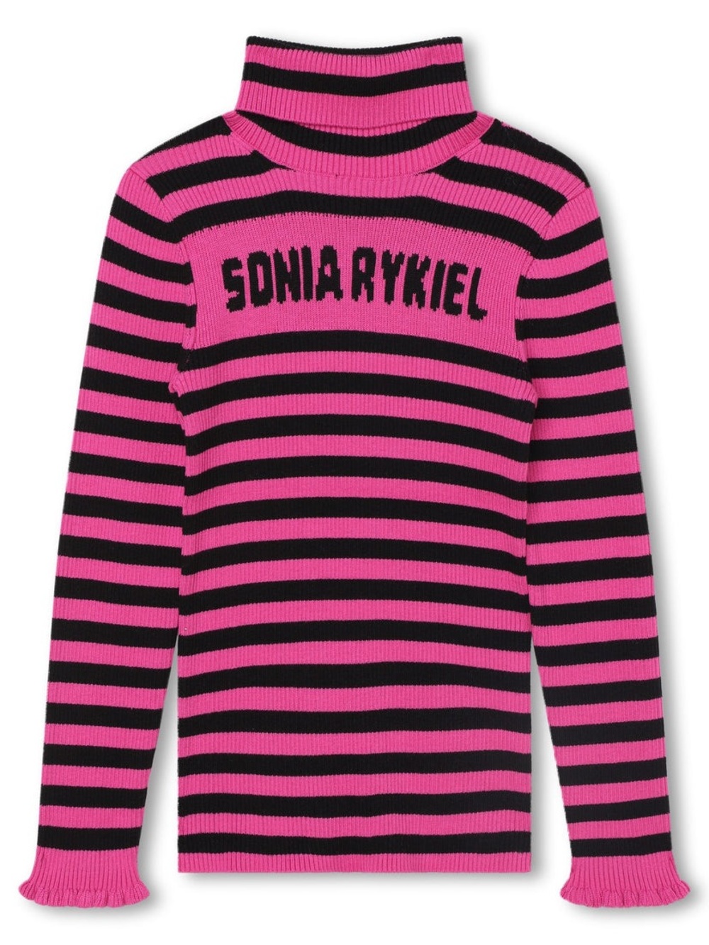 Sonia Rykiel Pink & Black Striped Turtleneck Sweater